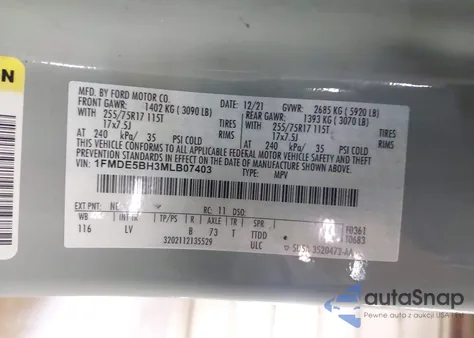 2021 Ford Bronco Big Bend from USA, damaged, VIN 1FMDE5BH3MLB07403